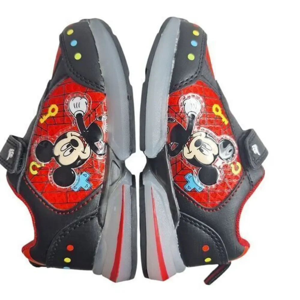 MICKEY Boys Light-Up Shoes Sneakers Toddlers Size 10 (18 Cm) New color Red Black